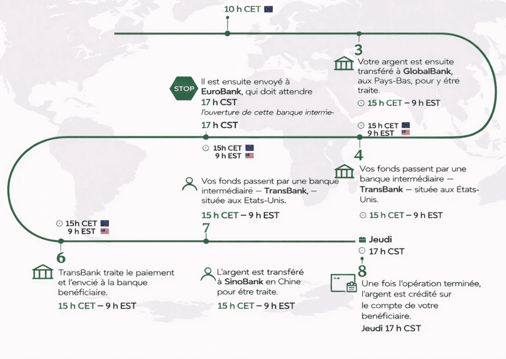 processus paiement international transfert bancaire étapes