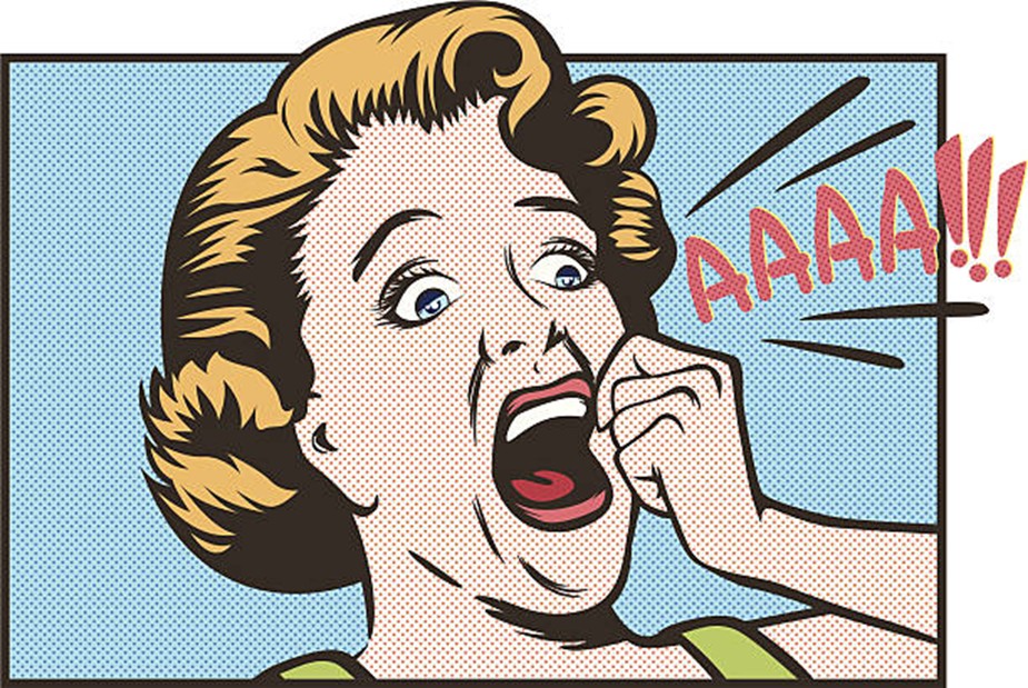 Illustration femme cri peur stress expression