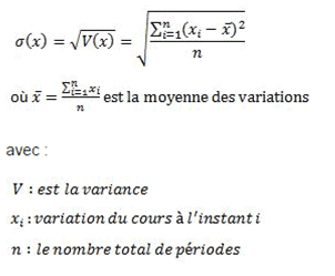 formule volatilite ecart type variance finance
